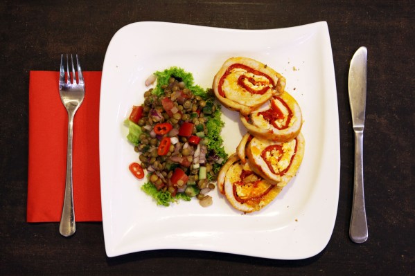 pulykamell kápia paprikával kecskesajttal